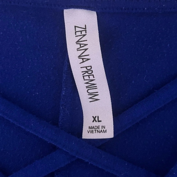 ZENANA PREMIUM Blue Cross Chest Design Short Sleeve Tunic Top XL - Picture 7 of 9